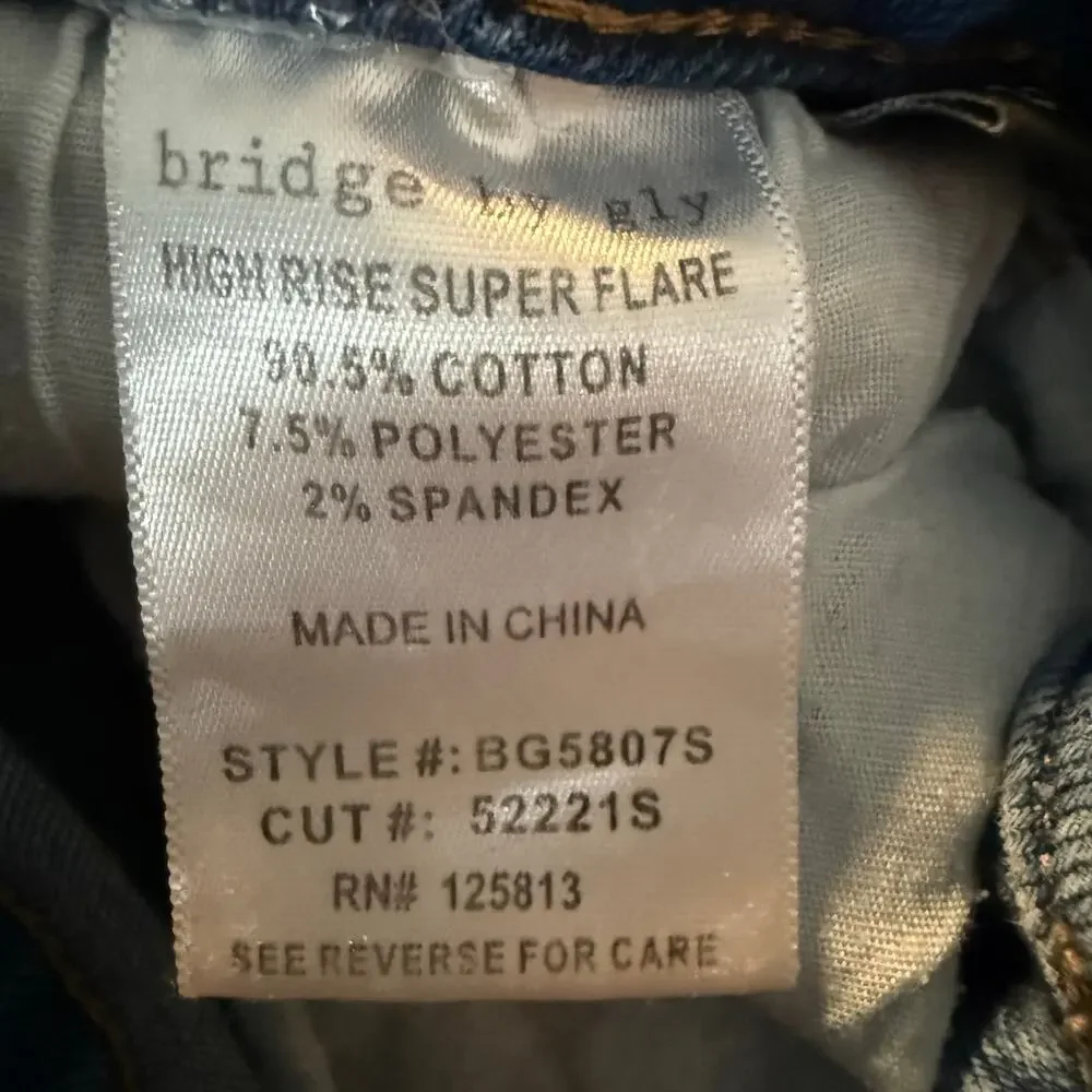 Bridge by GLY High Rise Super Flare Patriotic Jeans, Star Distressed, Size 27 - Picture 8 of 9
